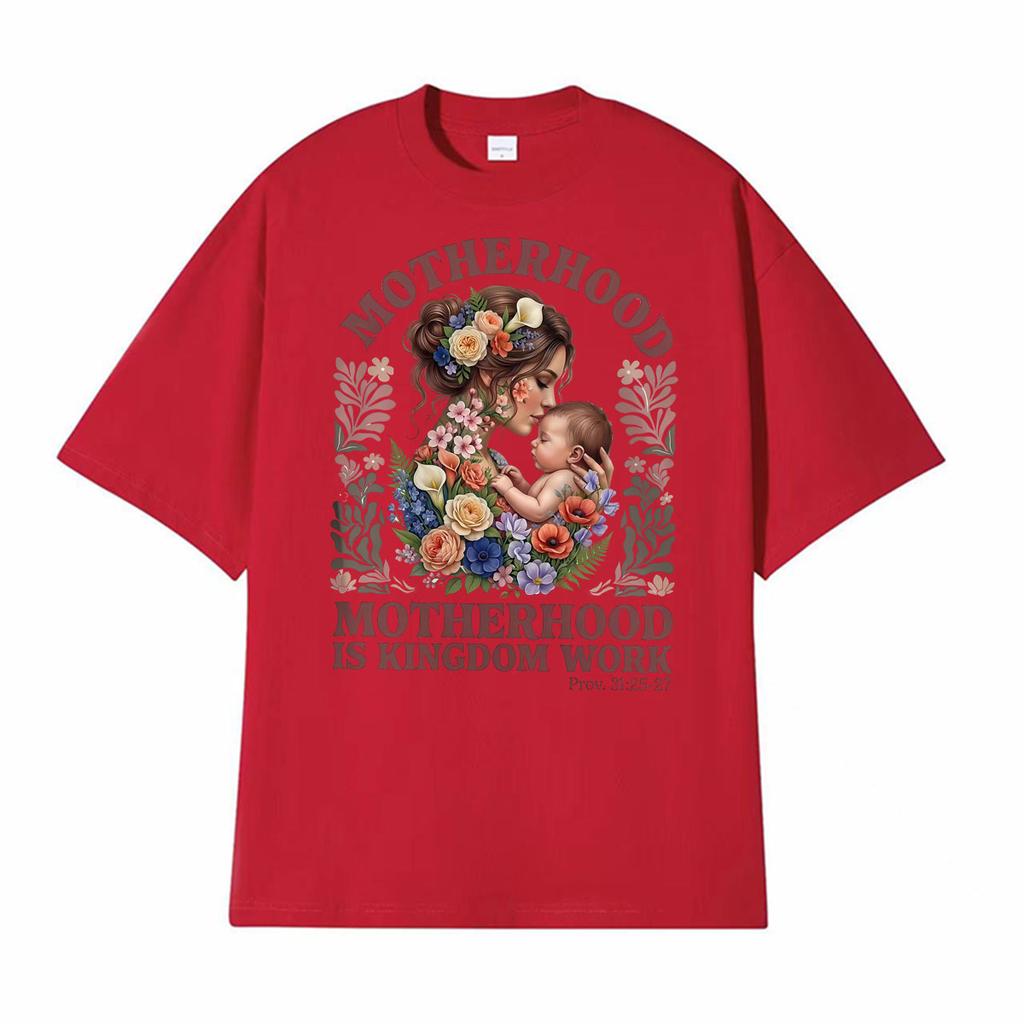 Motherhood Is Kingdom Work Funny Graphic Tshirts Unisex Women Fashion Vintage Streetwear T Shirts Cotton Short Sleeve T Shirt Tops