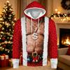 Men's Casual Loose Fit Long Sleeve Hooded Shirt Christmas Print Pullover