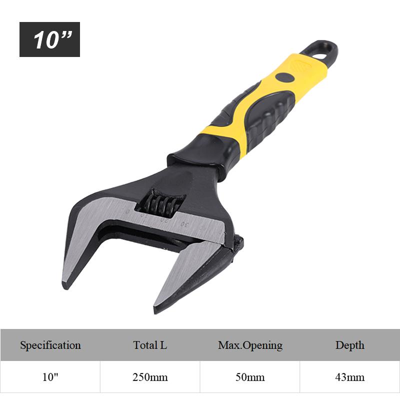 6-12 Inch Adjustable Wrench Wide Jaw Opening Wrench with Rubber Anti-slip grip for Automotive Plumbing and Household Repairs