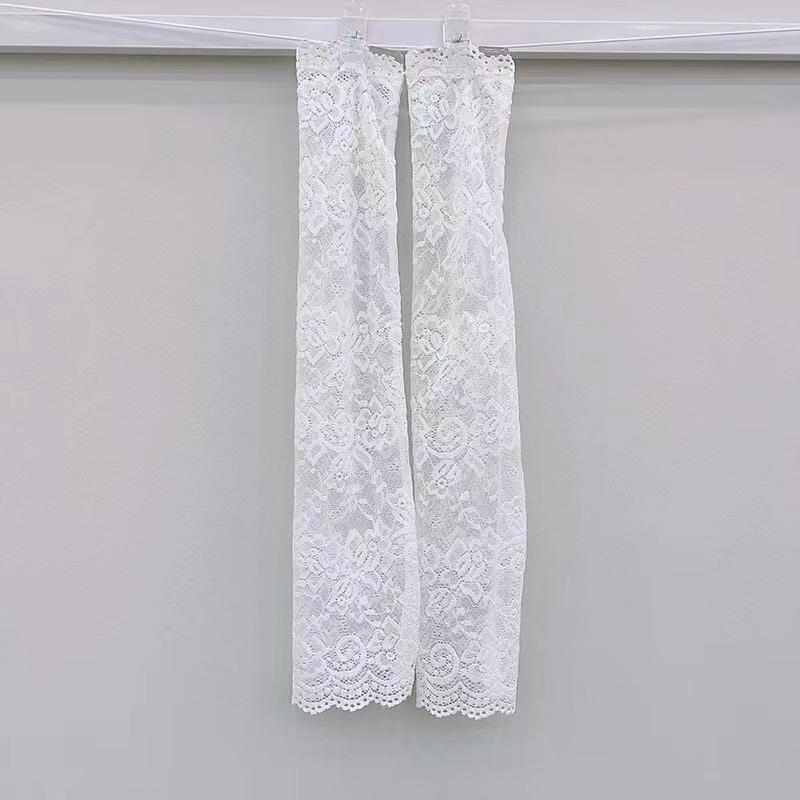 

Женские кружевные перчатки без пальцев, длинные тонкие солнцезащитные перчатки, дышащий летний солнцезащитный крем 2pcs белый