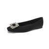 Single shoes new square head shallow mouth soft sole ladyshoes temperament rhinestone square buckle commuter flats