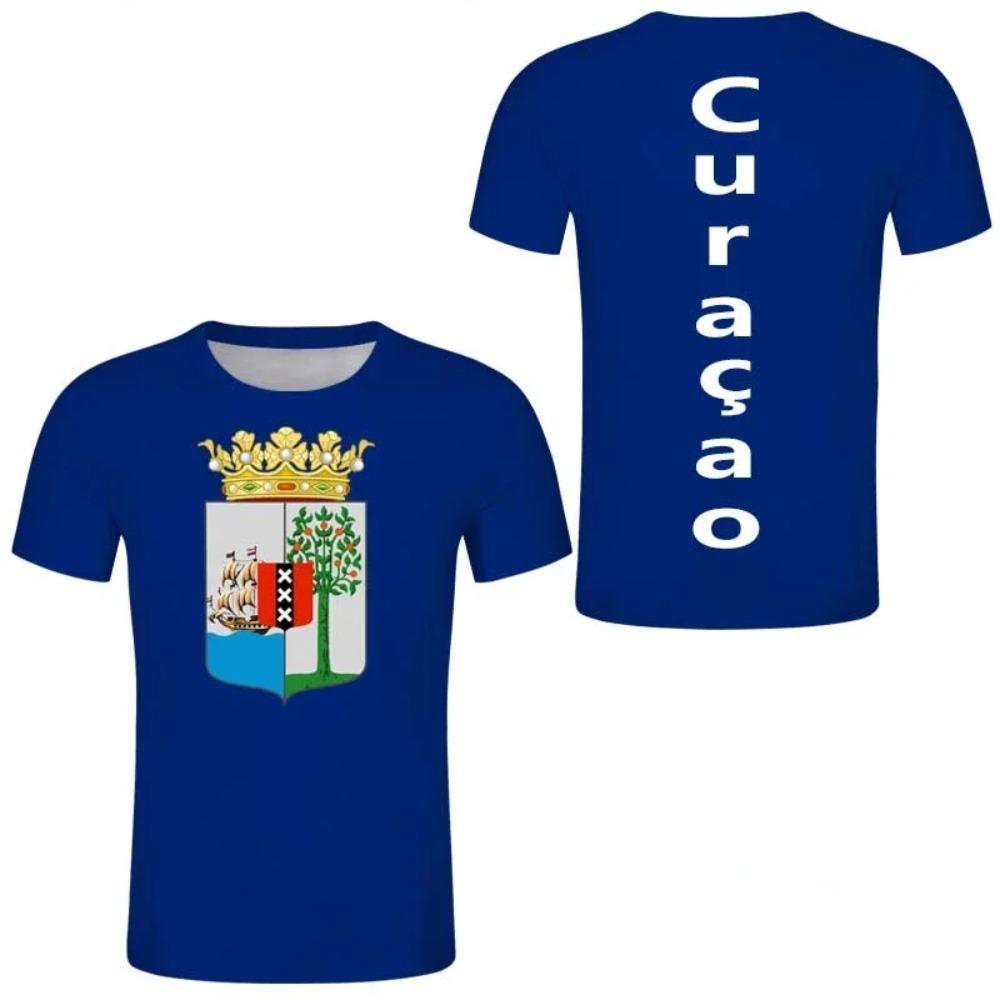 Republic of Curacao Flag T-shirt 2024 Summer Casual Fashion Graphic T Shirts Men Football Sports Autonomous Day Designer Clothes