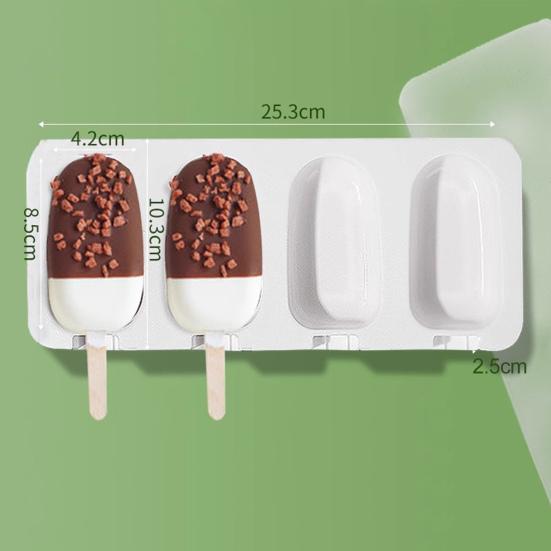 2 Sets Silicone Popsicle Molds Creative Ice Cream Mold 4 Cavities Ice Pop Mold