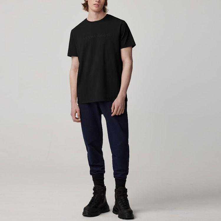 Canada Goose Emersen Series Solid Color Letter Print Crew Neck Short Sleeve T-Shirt Men tops Black 1420M-61