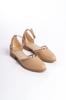 Women's Flat Shoes Trey Black Skin Stone Detailed Ballerinas with Open Sides