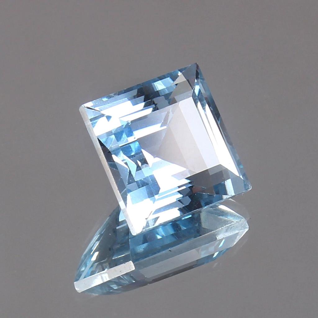 Natural Blue Aquamarine Loose Gemstone Flawless Brazilian 9 ct Square Shape for Jewelry Designs