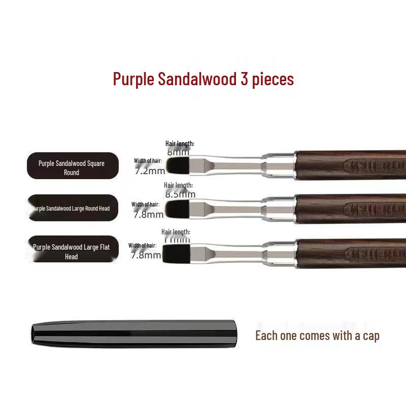 Sandalwood Manicure Gel Pen Set: Large Round, Flat & Square Heads for Nail Technicians
