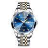 PINDOWS Diamond Business Dress Analog Quartz Luxury Waterproof Luminous Date Stainless Steel Classic Fashion Watch Men's Watch, Display, Two-Tone