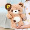 Plush Bear Soft Toy With Button Patches For Kids And Gift Giving