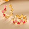 Oil Dripping Love Heart Earrings Hypoallergenic Golden Hollow Heart Hoop Earrings Lightweight Women Girls Earrings Fashion Jewelry
