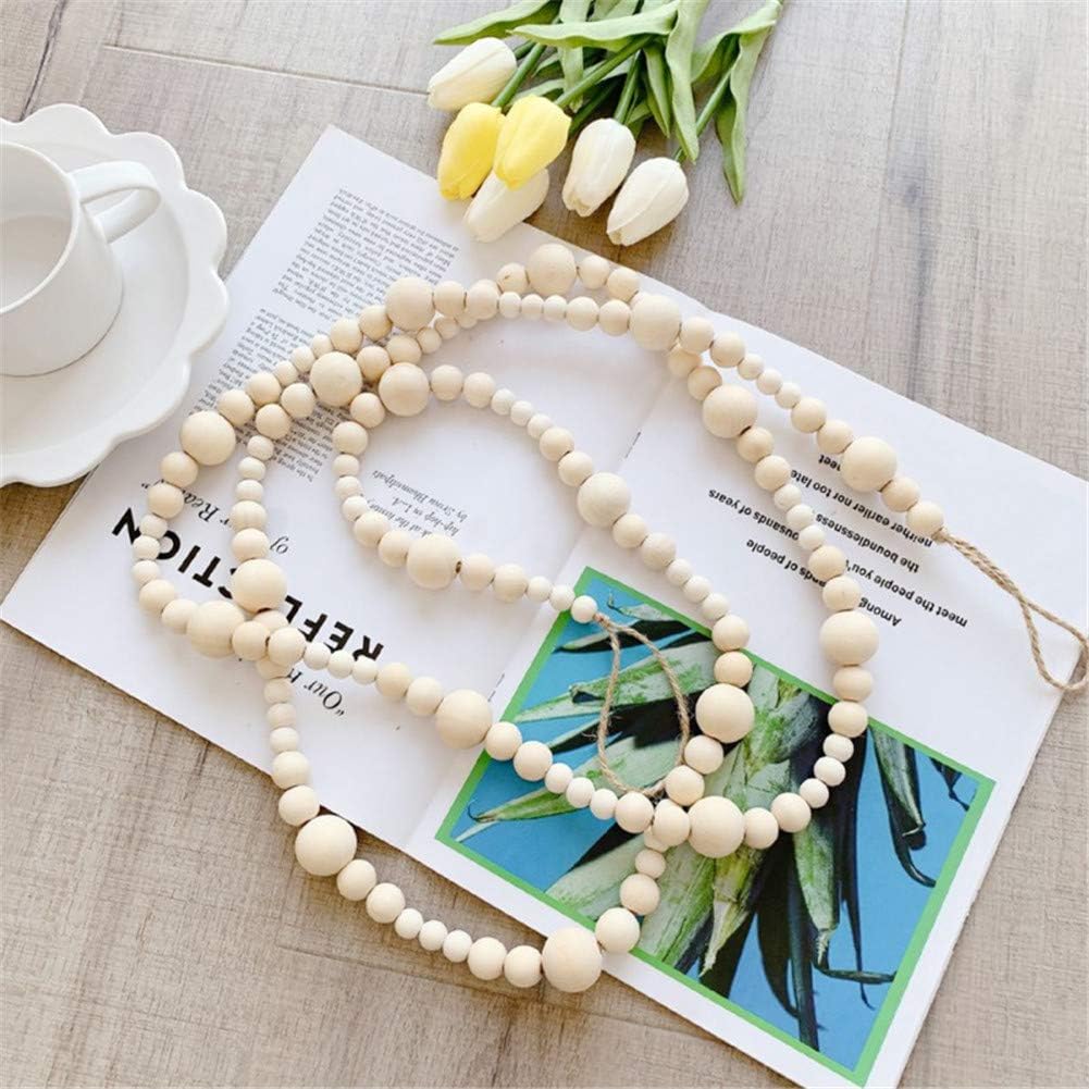 Anntool Wood Bead Garland 7.2 Feet, Farmhouse Garland Rustic Beads, Boho Beaded Garland Wall Hanging, Wooden Garland Beads Christmas Tree, Country