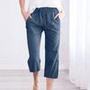 Fashion Women Fashion Casual Solid Color Drawstring Pocket Calf-Length Pants