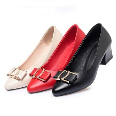 Frauen Schuhe Herbst Mid-ferse Weibliche Arbeit Schuhe Spitz Professionelle Echtes Leder Weibliche Party Schuhe