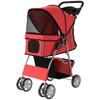 Dog Pram, Pet Stroller with Reflective Strips, Foldable Cat Stroller with 360 Degrees Swivel Wheels, Red