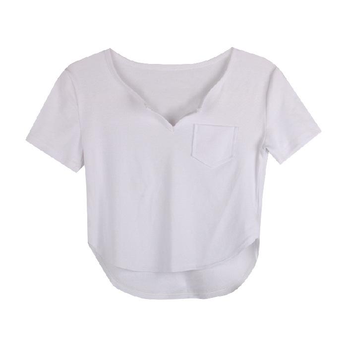 

Футболка Niche с V-образным вырезом и короткими рукавами для женщин, дизайнерская тонкая базовая рубашка на лето, короткий тонкий топ для горячей девушки XL