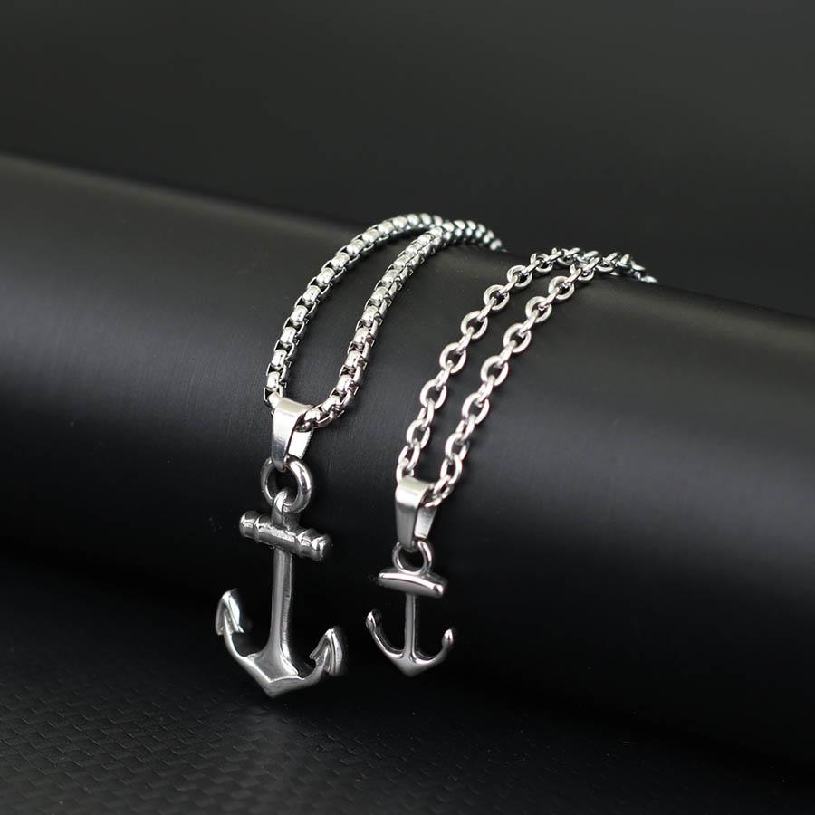 Hiphop Anchor Necklace For Men 2Pcs/Set Stainless Steel Cuban Chain Collar Outdoor Motorcycle Cool Riding Neck Accessories Punk