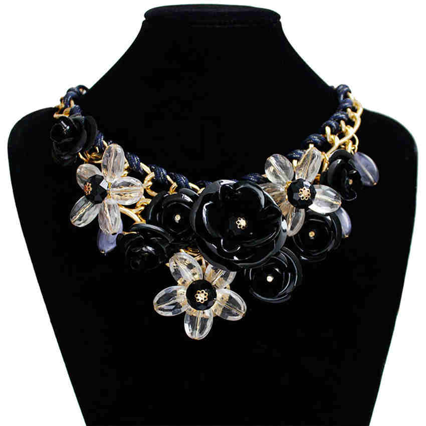 Damen Halskette Bunt gemischt Blumenstil Kette Geflochten Choker Damen Drehmoment Ohrringe
