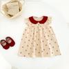Summer Baby Girl Cherry Print Dress Sweet Peter Pan Collar Flutter Sleeve Princess Party Dress Cute Casual Sundress For Toddler