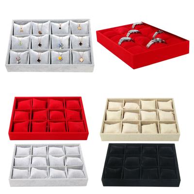 Elegant Watch Organizer 12 Slots Watch Holder with Pillows Wristwatch Display Stand Velvets Wristwatch Presentation Tray