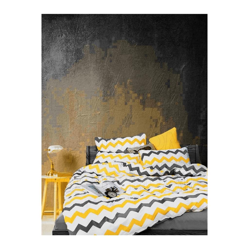 Luxusní bavlněná sada povlaku na přikrývku pro jednu osobu se cikcakovým vzorem bez prostěradel (1 povlak na přikrývku, 1 povlak na polštář)