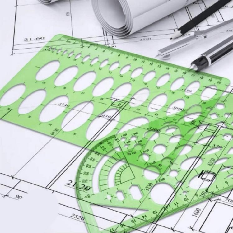 11Pcs Professional Geometric Drafting Tool Geometric Drawing Templates Set for Architect Drafting Building Engineering
