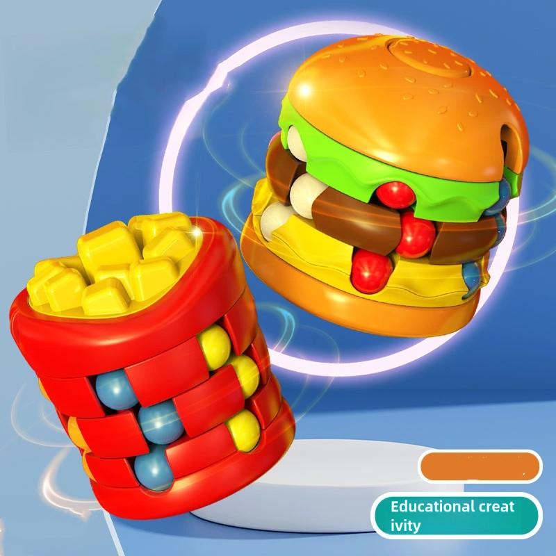 Kids Magic Cube Rotating Bean Adults Fingertip Fidget Stress Relief Creative Puzzle Game Toys for Children