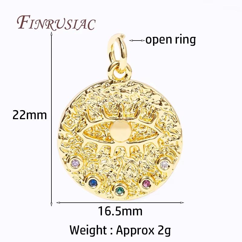

18K Gold Plated Turkish Devil Eye Pendants For Necklaces,Round Charms For Jewelry Making Supplies DIY Accessories 1 Piece
