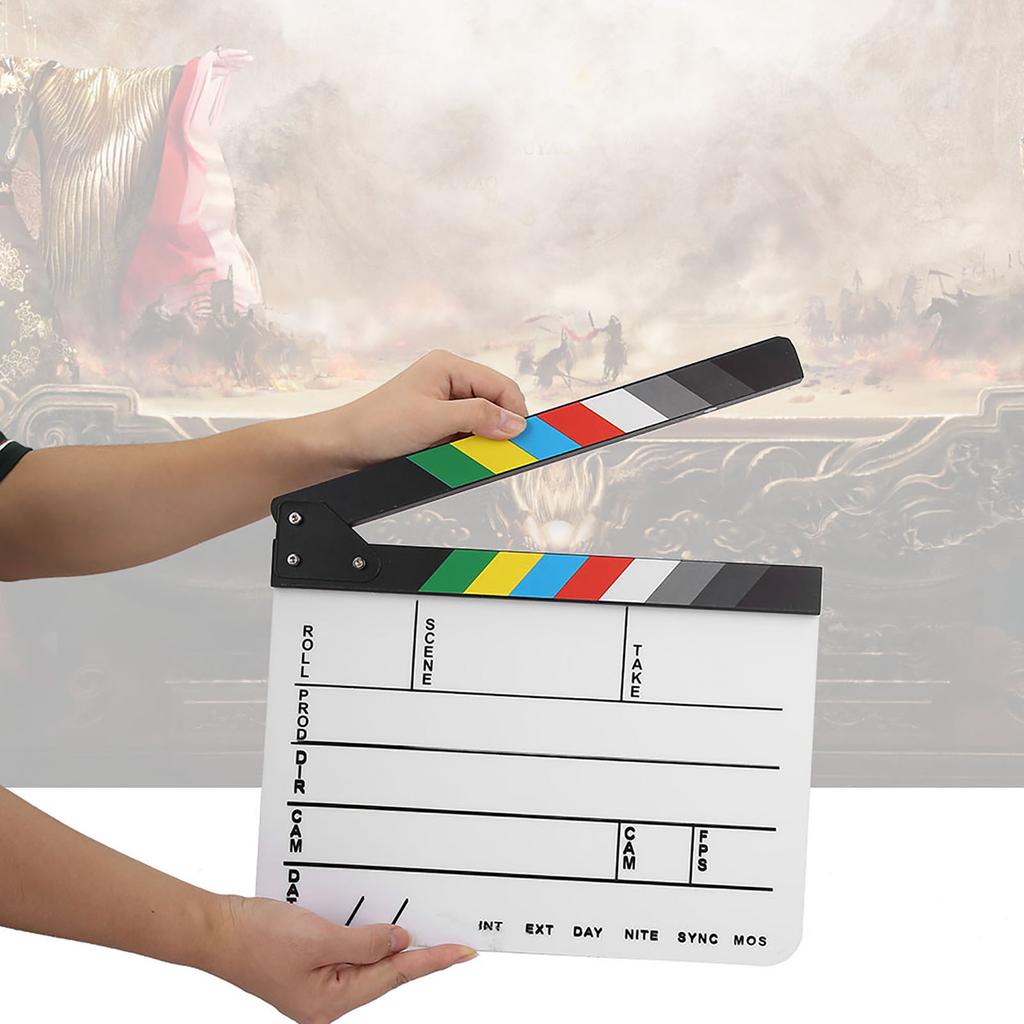 Ciak da Regista Acrilico TV Film Tavola di Azione Oggetto di Scena Taglio Film Penna (ColoreBianco)