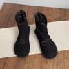 2026 Woman Ankle Cool Boots Women's Knitted Cotton Hemp Hollow Mesh Sandals Ladies Comfortable Flat Bottom Soft Soled Shoes