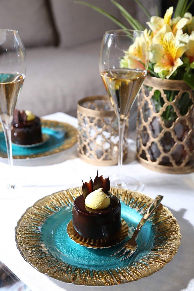 Vetro Felice Medium Plate, Turquoise and Gold, 21.5cm, "Happy Glass Flash" Design, 349122P