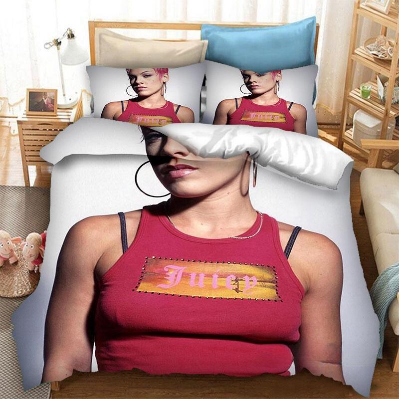 

Singer Pink Printed Bedding Sets Quilt Bed Cover Comforter Duvet Cover Pillow Case 2-3 Pieces Sets Teenagers Children s Gifts (135x200cm)