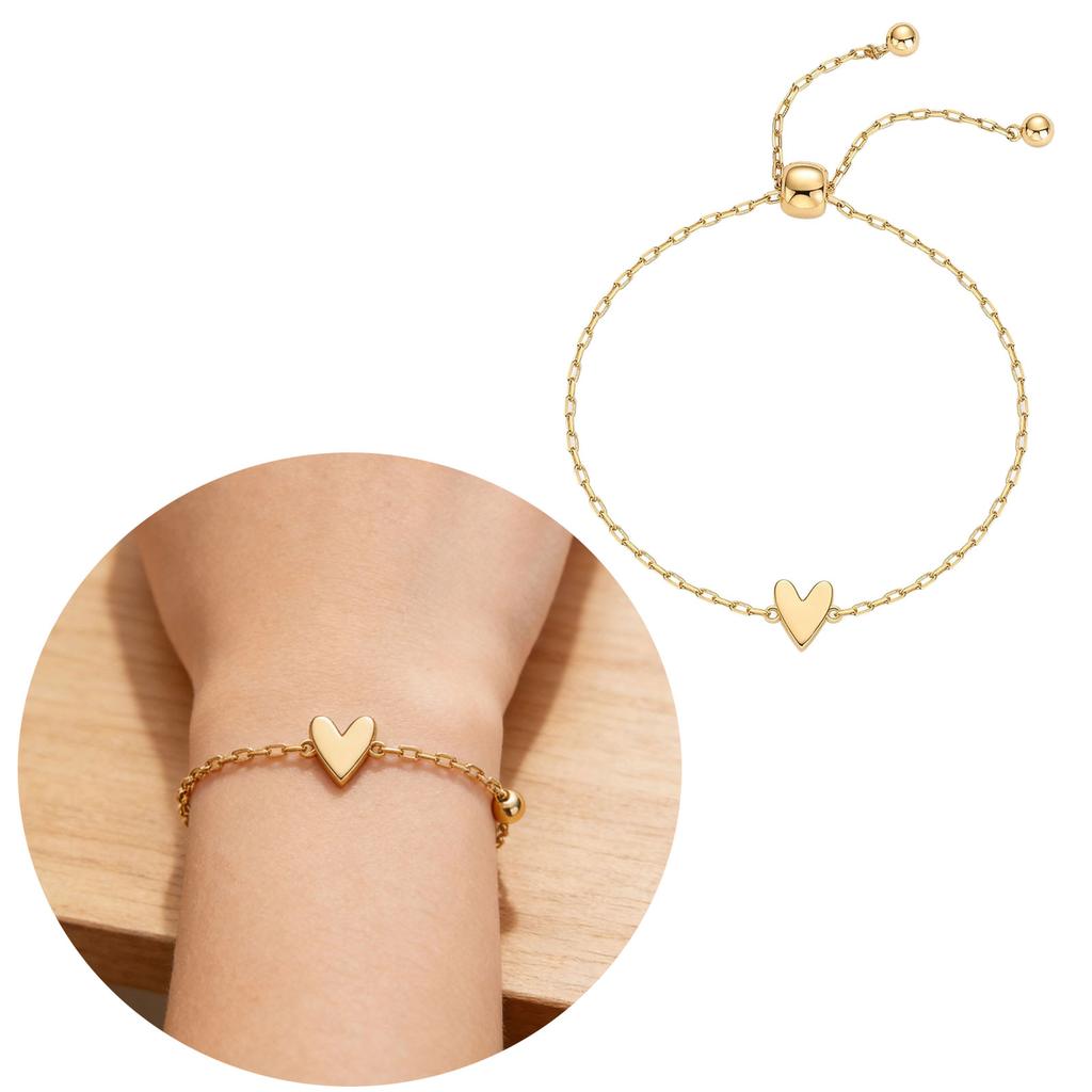 Fashionable Hollow Heart Charm Bracelet Stainless Steel Adjustable Chain Accessory Fashion Jewelry Gift for Her