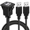 Cavo di prolunga USB doppio per auto, camion, barca, USB 2.0, doppia porta, prolunga maschio-femmina