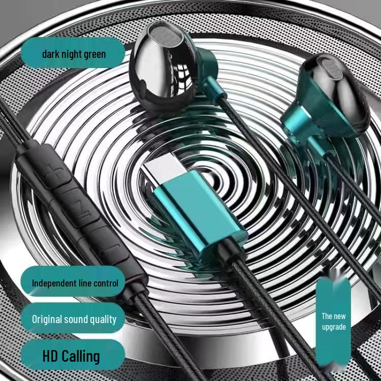 Kabelgebundene High-Definition-Metall-Ohrhörer, Typ-C In-Ear HIFI-Kopfhörer mit Kabelfernbedienung für Mobilgeräte, PC und Gaming