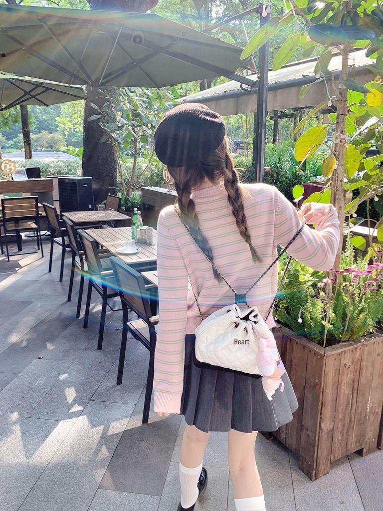 Striped Faux Two-Piece Knit Cardigan, Autumn 2025 - One Size Versatile Korean Style