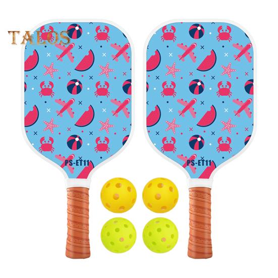 

Ракетка для пиклбола с ячеистым сердечником из стекловолокна и 4 мячами, эргономичная рукоятка, ракетка для пиклбола для мужчин, женщин и детей E