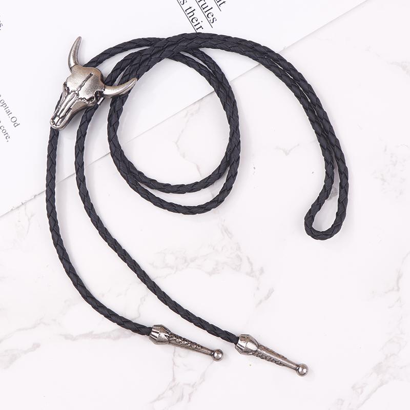 Verstellbare Halskette mit Anhänger aus Kunstleder mit Stierkopf und fünfzackigen Sternen für Western-Cowboy-Bolo-Krawatte und Rodeo-Tanz