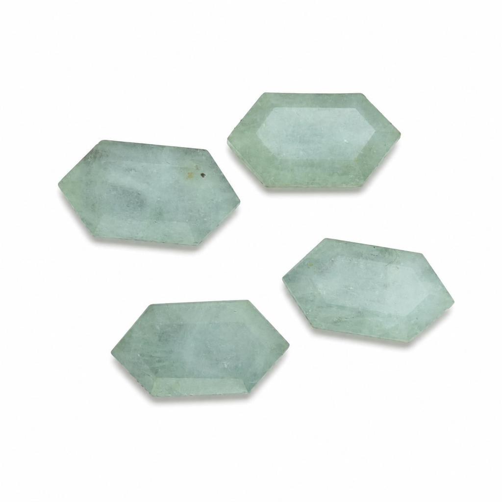 Natural Aqua Chalcedony Double Point Hexagon Cabochon 10x20mm, AAA Aqua Chalcedony Loose Gemstone, Faceted Shield Shape Stone for Jewelry Making