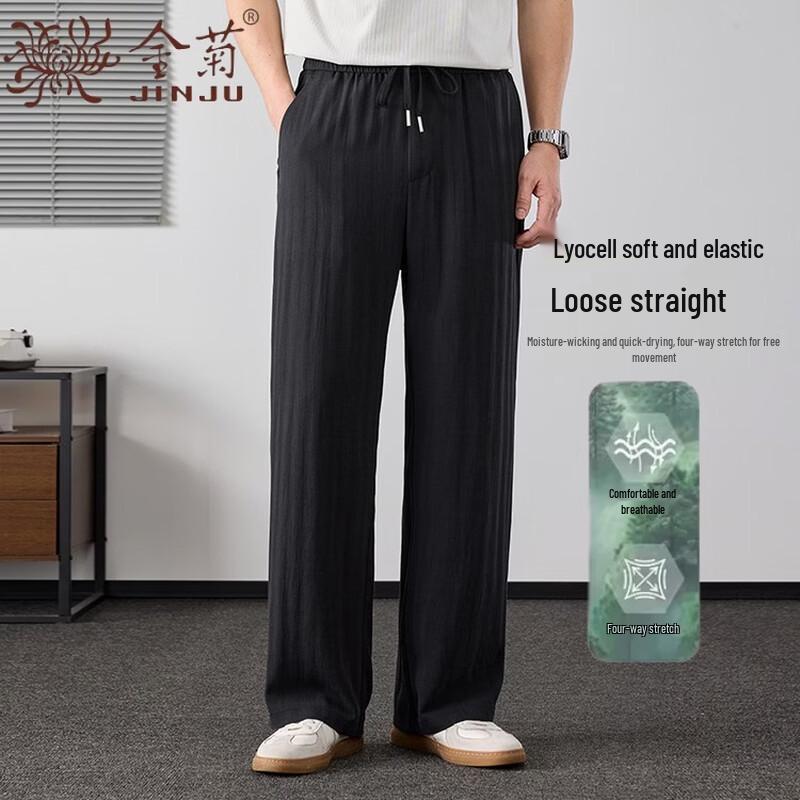 Men s Lyocell & Linen Wide-Leg Casual Pants M