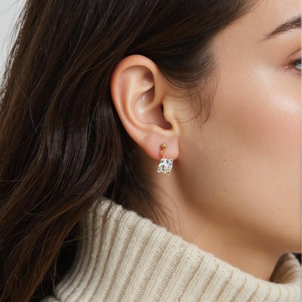 S925 Whole Body Sterling Silver Natural White Crystal Colored Treasure Stud Earrings Women'S Niche Design French Trendy Earrings