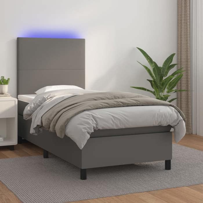 Maison Exclusive - Sommier à lattes de lit avec matelas et LED Gris 100x200 cm