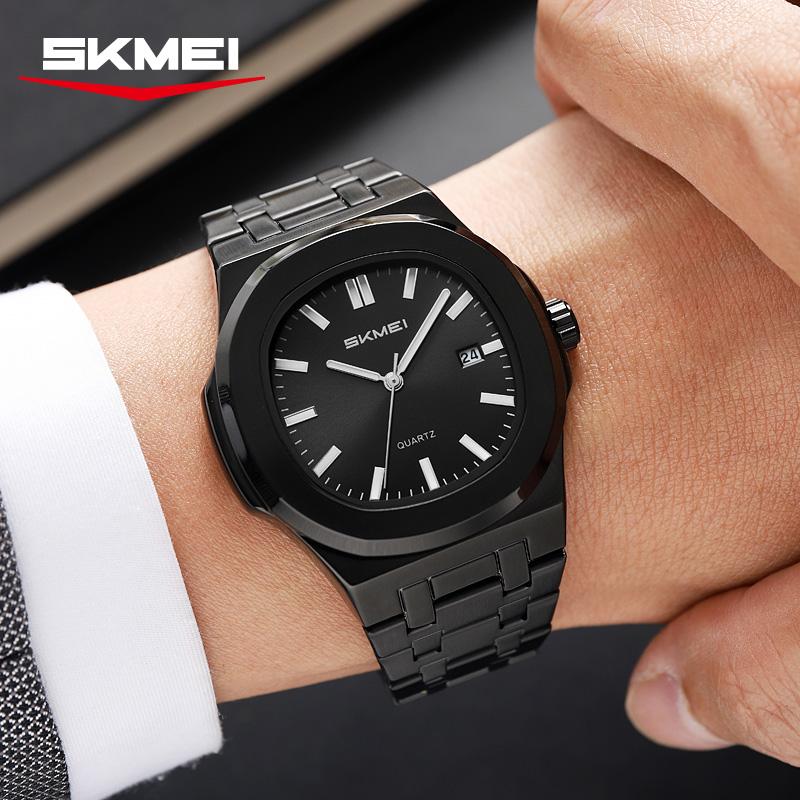 SKMEI 2684 Elegant Exquisite Men's Watch Waterproof Luminous Calendar Steel Belt Business Luxury Quartz Watch Relgios Masculino