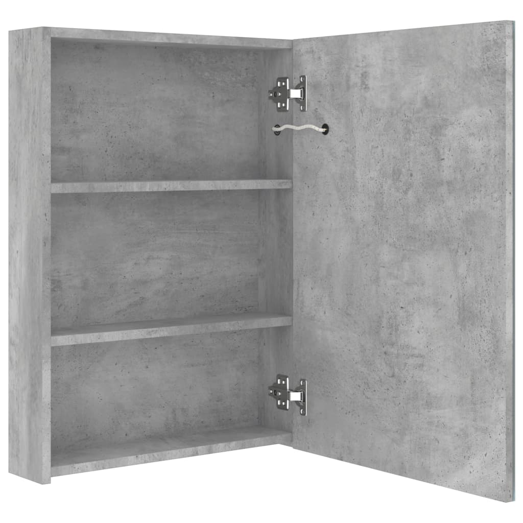 LED Bathroom Mirror Cabinet In Concrete Grey 50 X 13 X 70 Cm