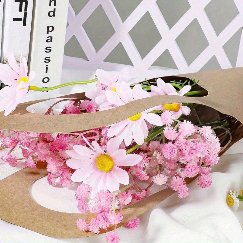 10 Piezas Bolsas de Embalaje para Decoración de Ramo de Flores de Papel Kraft con Asas, Bolsas Sencillas de Papel Kraft Marrón para Ramo de Flores de Boda