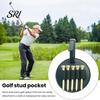 Golf Bag Hanging Buckle Tee Holder Clip-on Organizer, PU Leather Ball Pouch with Stretchable Strap, Clip Portable Vintage Style, 5-Slot Anti-Drop