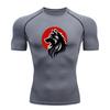 Men's Compression Athletic Workout T-Shirt, Cool Black Wolf