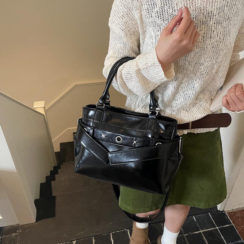 PU Tote Bag Women Fashion Handbag with Star Detailing Crossbody Shoulder Bag for Daily Use