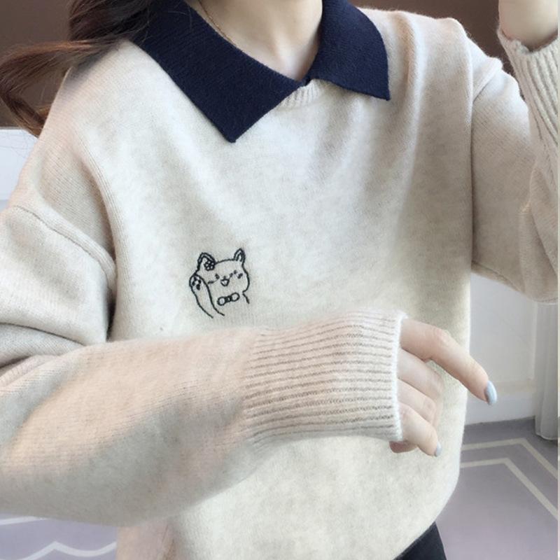 Super High-end Polo Collar Sweater for Women In Autumn and Winter Knitted Base Shirt