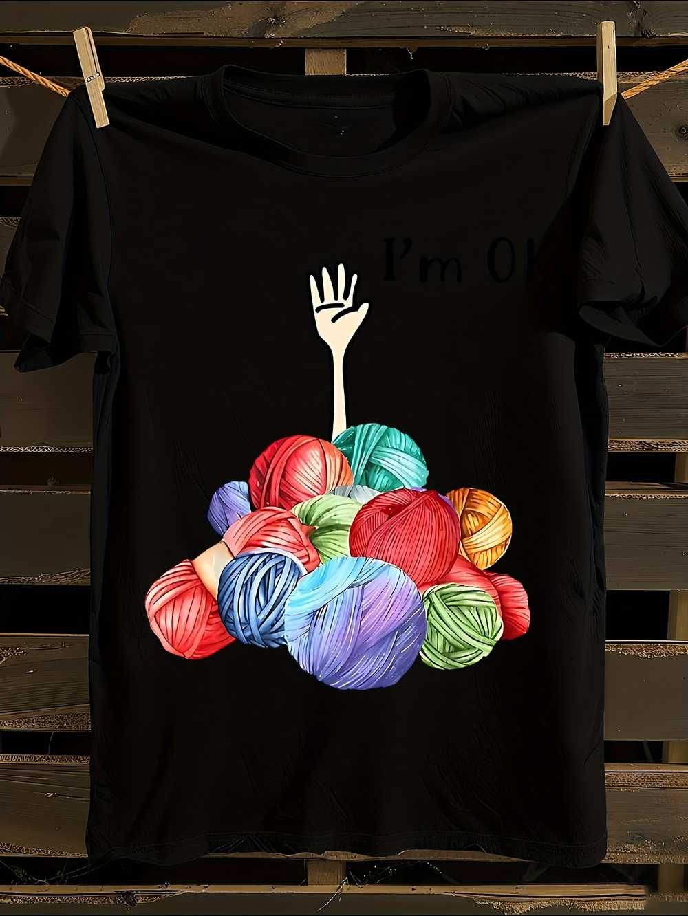 

Funny Crochet & Knitting I m Ok Graphic T-Shirt Mens Tshirt Womens Tshirts with Letters Print Short Sleeves T-Shirt Casual Street Tee Shirt Top XL