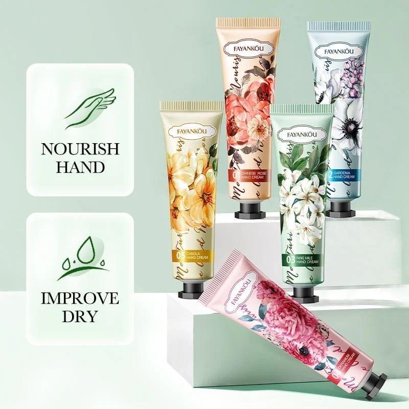 FAYANKOU - Feuchtigkeitsspendende Glatte Blumen-Handcreme - 5 Sorten